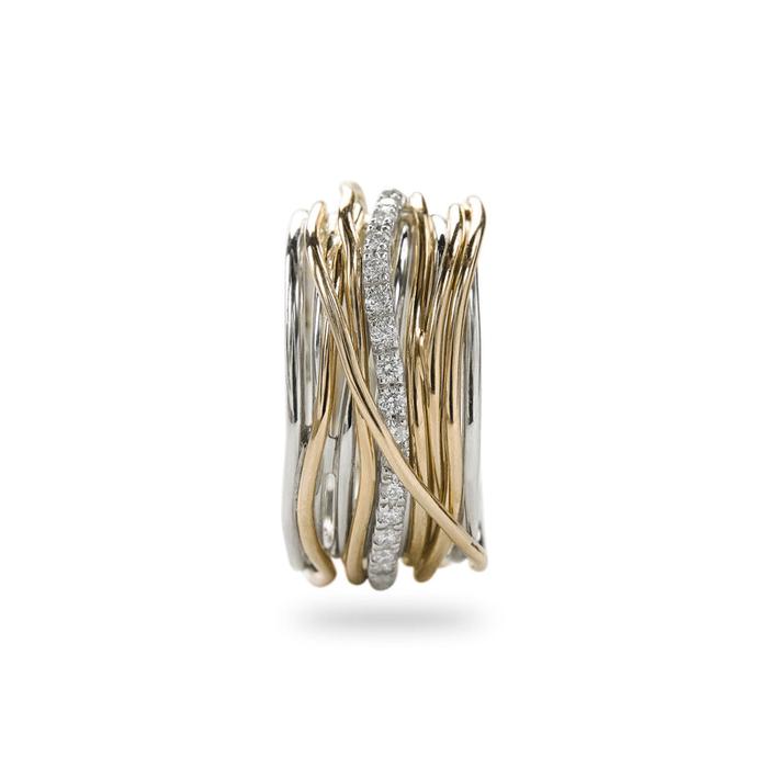 Filodellavita Classic 13 fili in Oro Giallo 9kt, Argento 925 e 16 Diamanti Bianchi