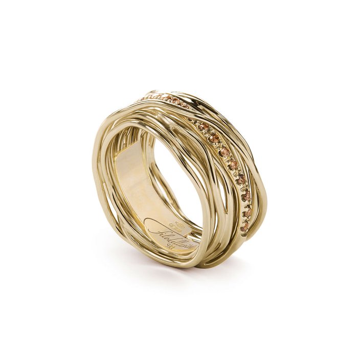 Filodellavita Classic - 13 fili in Oro Giallo 9kt e 16 Diamanti Brown