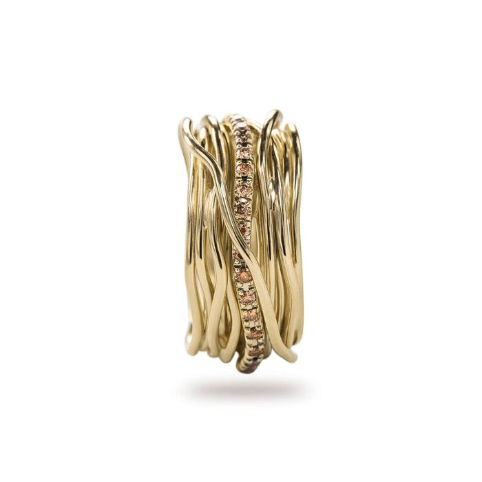 Filodellavita Classic - 13 fili in Oro Giallo 9kt e 16 Diamanti Brown