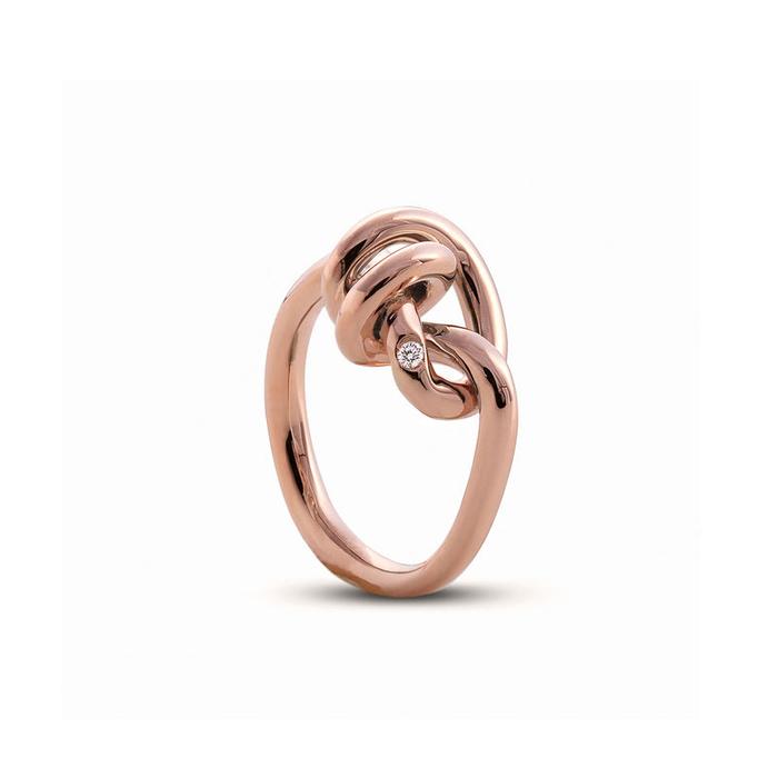 Anello Nodi d'Amore in Oro Rosa 9kt e Diamante Rubino