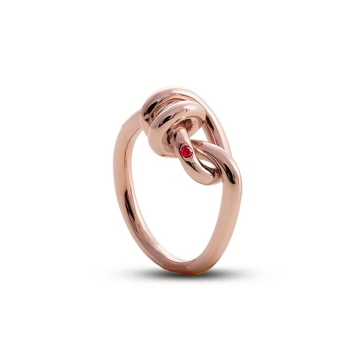 Anello Nodi d'Amore in Oro Rosa 9kt e Diamante Rubino
