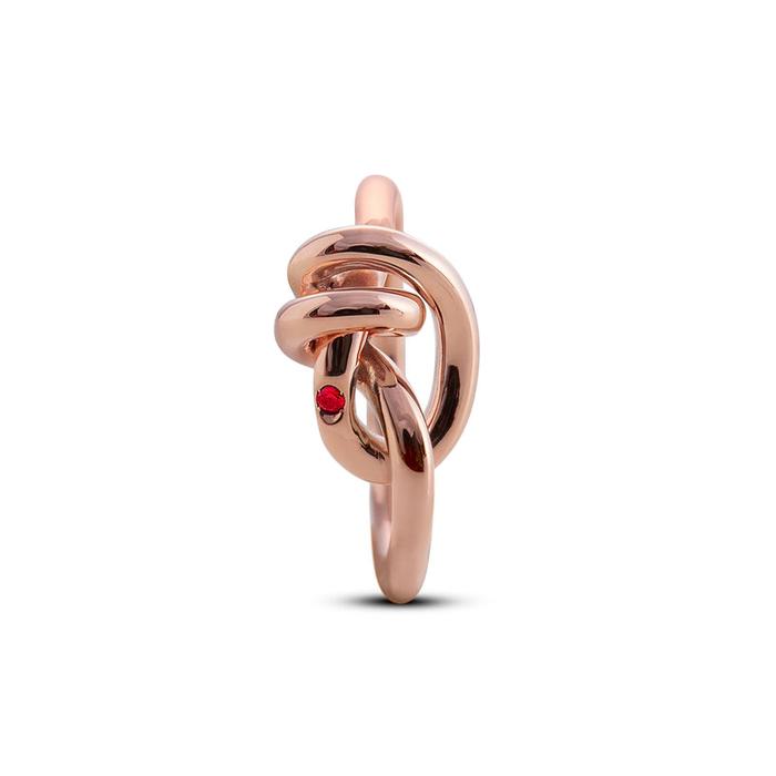 Anello Nodi d'Amore in Oro Rosa 9kt e Diamante Rubino