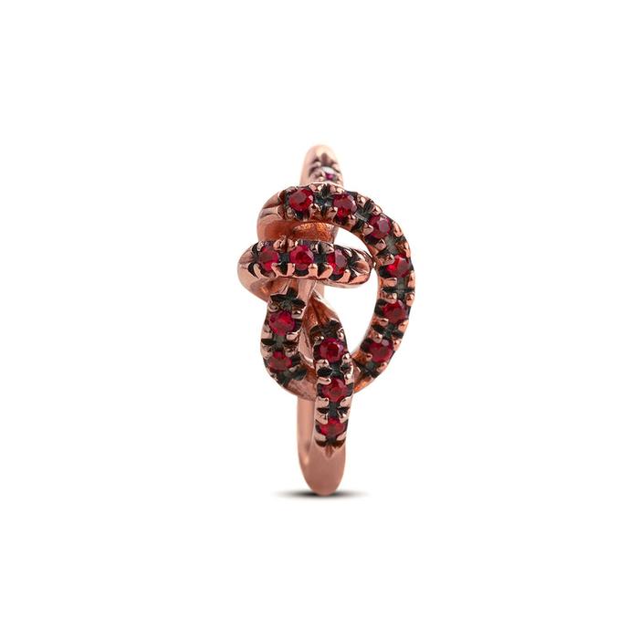 Anello Nodi d'Amore in Oro Rosa 9kt e pavé di Rubini