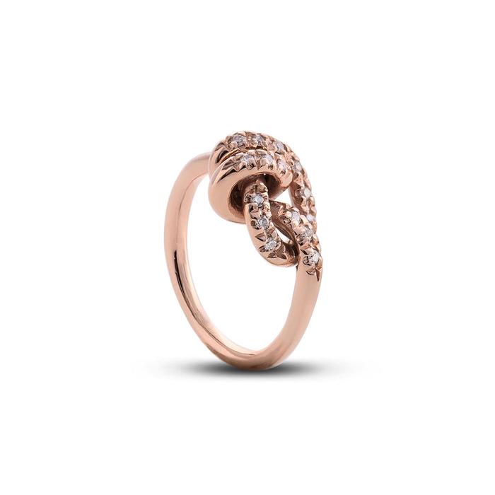 Anello Nodi d'Amore in Oro Rosa 9kt e Diamanti Bianchi