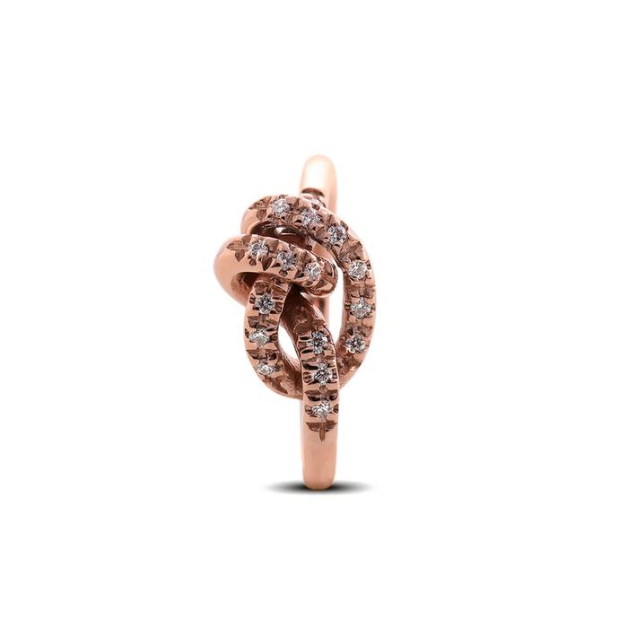 Anello Nodi d'Amore in Oro Rosa 9kt e Diamanti Bianchi