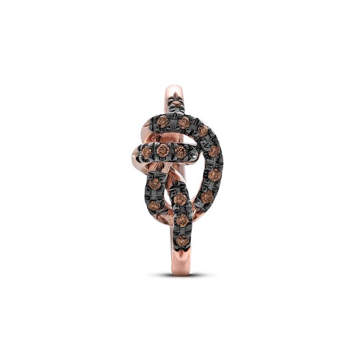 Anello Nodi d'Amore in Oro Rosa 9kt e Diamanti Black Brown
