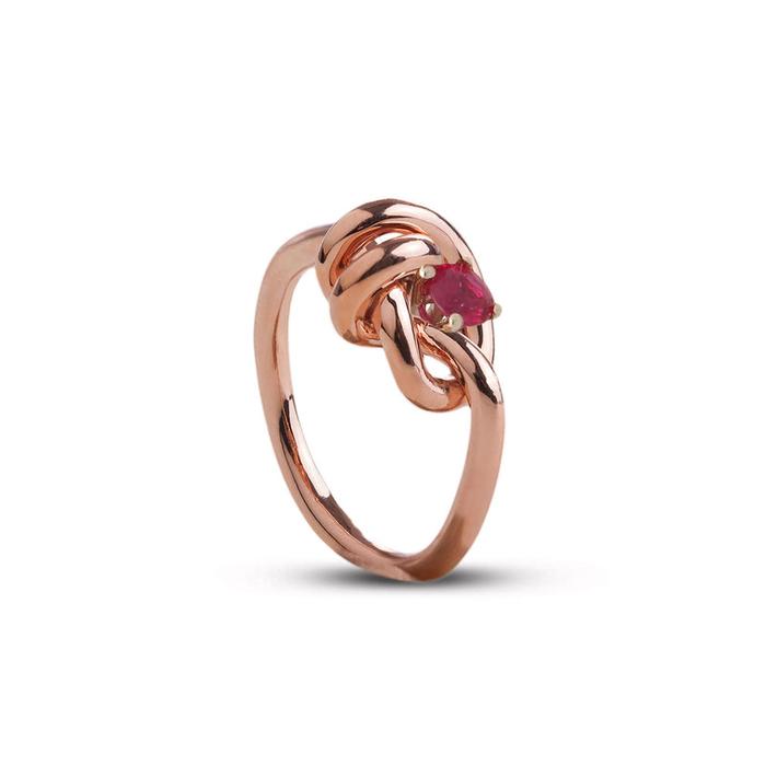 Anello Nodi d'Amore in Oro Rosa 9kt con Rubino