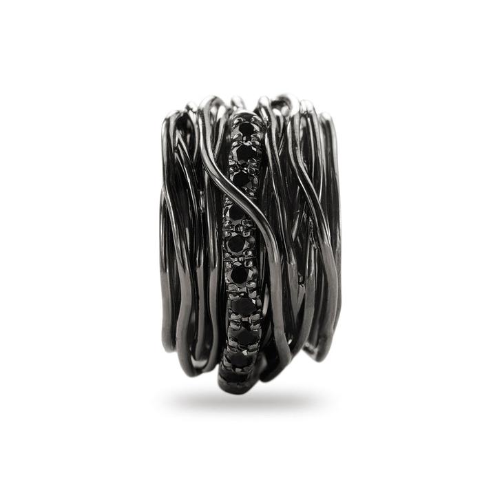 Filodellavita Rock 22 fili in Argento 925 brunito e Diamanti Black