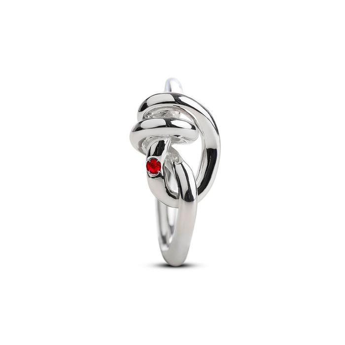Anello Nodi d'Amore in Argento 925 con Diamante Rubino