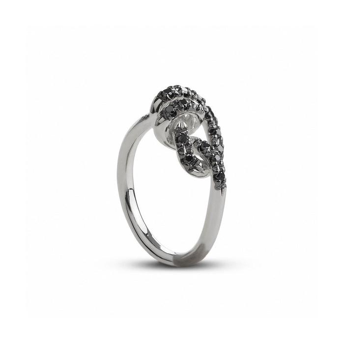 Anello Nodi d'Amore in Argento 925 e Diamanti Black Brown