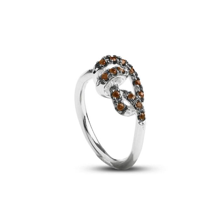 Anello Nodi d'Amore in Argento 925 e Diamanti Black Brown