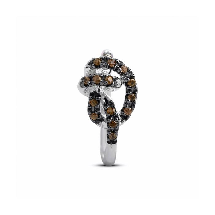 Anello Nodi d'Amore in Argento 925 e Diamanti Black Brown