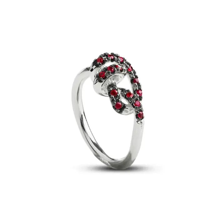 Anello Nodi d'Amore in Argento 925 e Rubini
