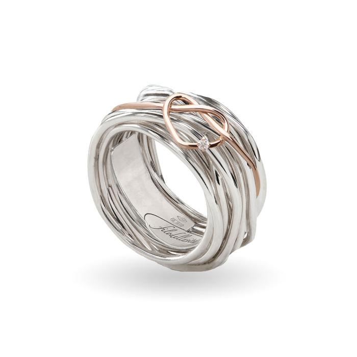 Filodellavita Classic 13 Fili in Argento 925 e Cuore annodato Oro Rosa 9kt