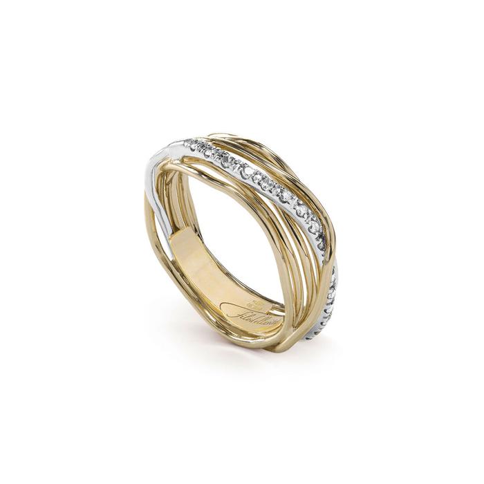 Filodellavita Classic 7 fili in Oro Giallo e riviere in Oro Bianco con 16 Diamanti Bianchi