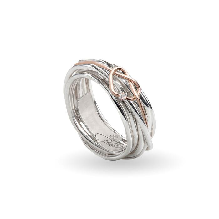 Filodellavita Classic 7 Fili in Argento 925 e Cuore annodato Oro Rosa 9kt
