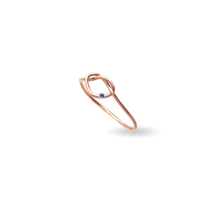 Anello Filodamore con Cuore annodato in Oro 9kt e gemme