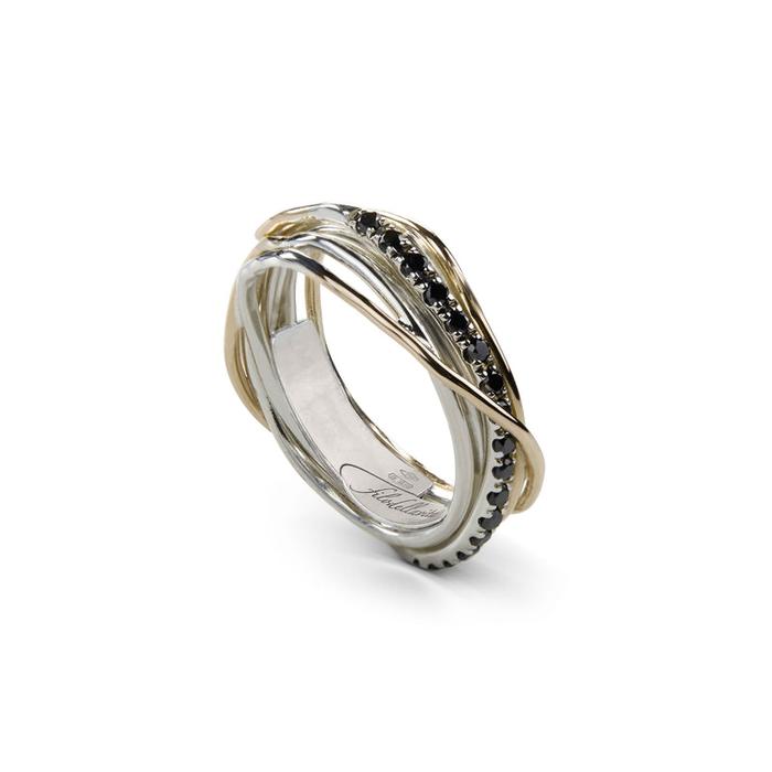 Filodellavita Classic 7 Fili in Oro Giallo 9kt Argento 925 e Diamanti Brown/ Black