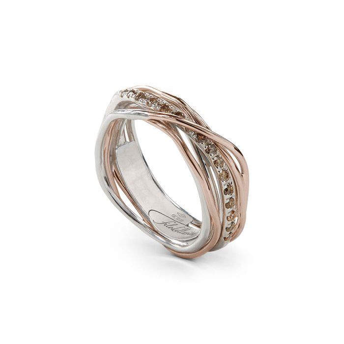 Filodellavita Classic 7 Fili in Oro Rosa 9kt Argento 925 e Diamanti Brown/ Black