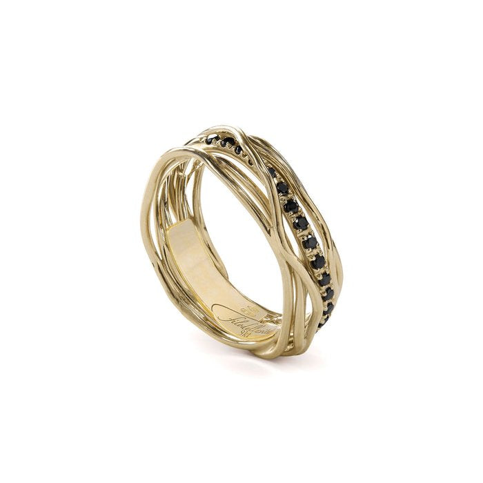 Filodellavita Classic - 7 fili in Oro Giallo 9kt e 16 Diamanti Brown Black