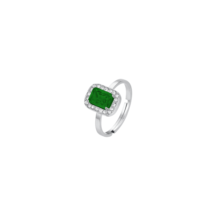 ANELLO DONNA IN ACCIAIO CRISTALLI E ZIRCONE VERDE