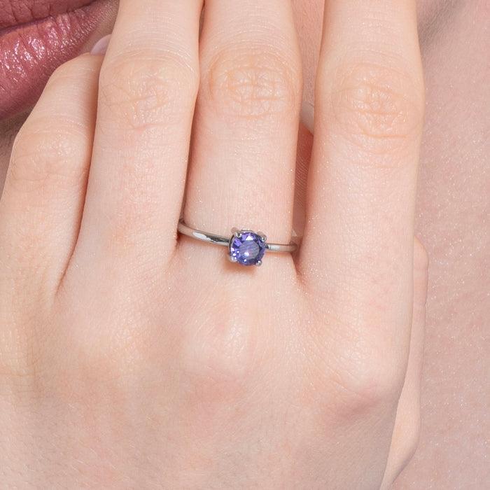ANELLO DONNA IN ACCIAIO ZIRCONE VIOLA