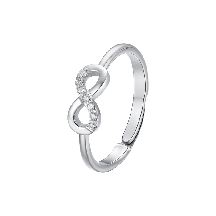 ANELLO DONNA IN ACCIAIO CON INFINITO E ZIRCONI BIANCHI
