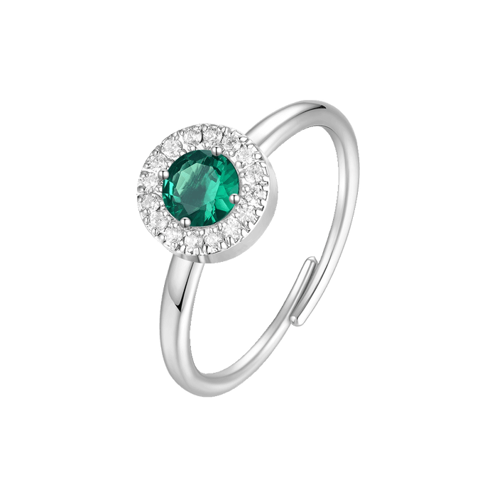 ANELLO DONNA IN ACCIAIO CON ELEMENTO CON ZIRCONI VERDI E BIANCHI