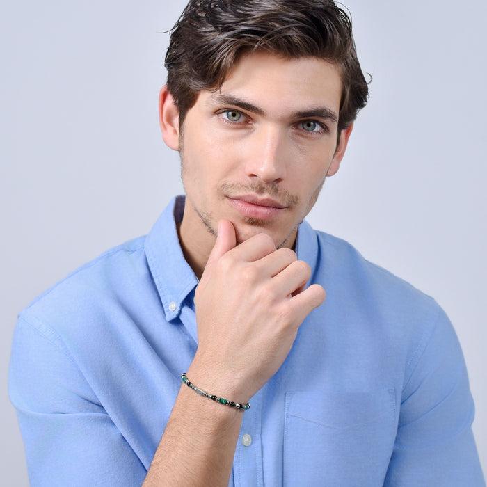 BRACCIALE UOMO IN ACCIAIO AGATA NERA