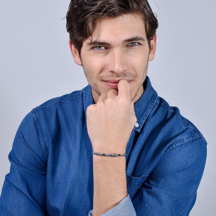 BRACCIALE UOMO IN ACCIAIO SODALITE BLU