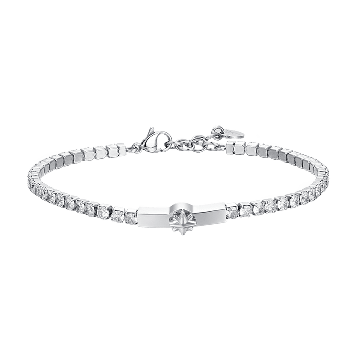 BRACCIALE TENNIS UOMO ROSA DEI VENTI E ZIRCONI BIANCHI