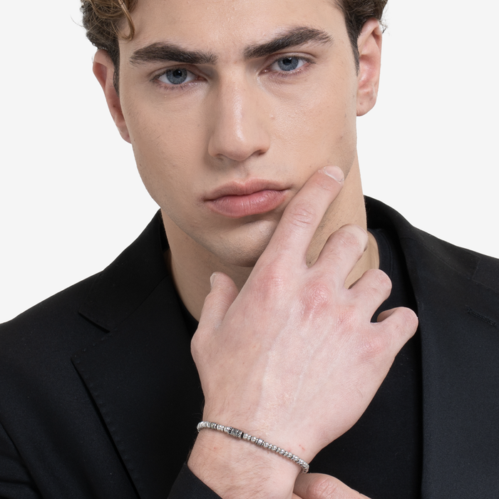 BRACCIALE UOMO IN ACCIAIO CON ELEMENTI IN ACCIAIO CON EFFETTO VINTAGE