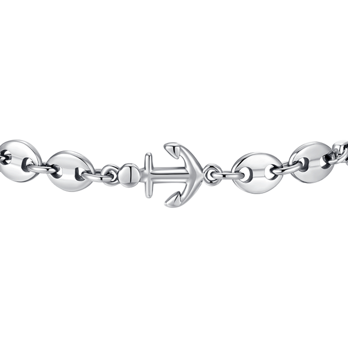 BRACCIALE UOMO IN ACCIAIO CON ANCORA ED ELEMENTI IN ACCIAIO