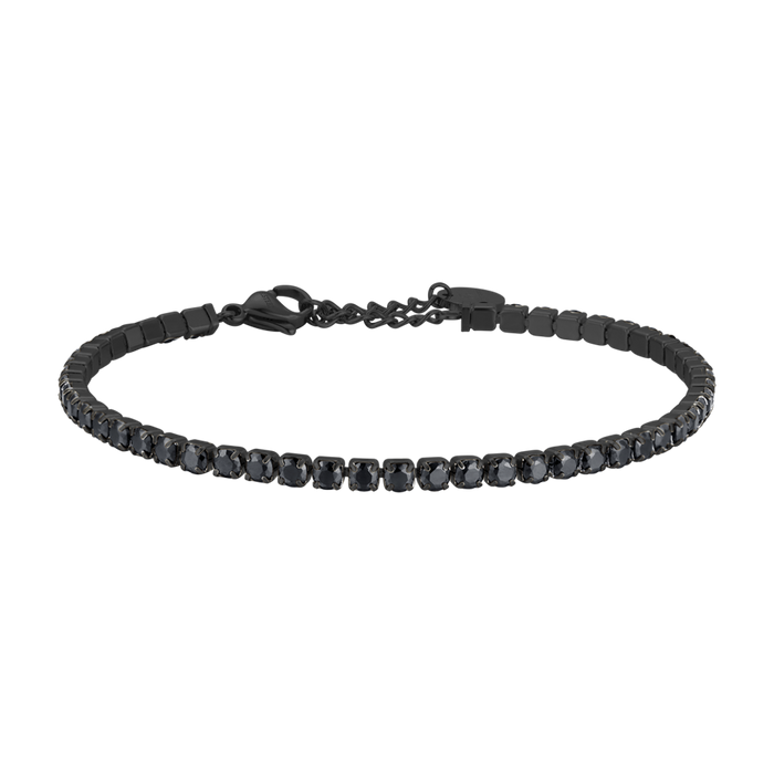 BRACCIALE UOMO IN ACCIAIO IP NERO CON CRISTALLI NERI