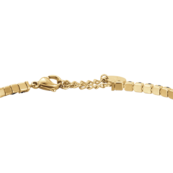 BRACCIALE UOMO IN ACCIAIO IP GOLD CON CRISTALLI NERI