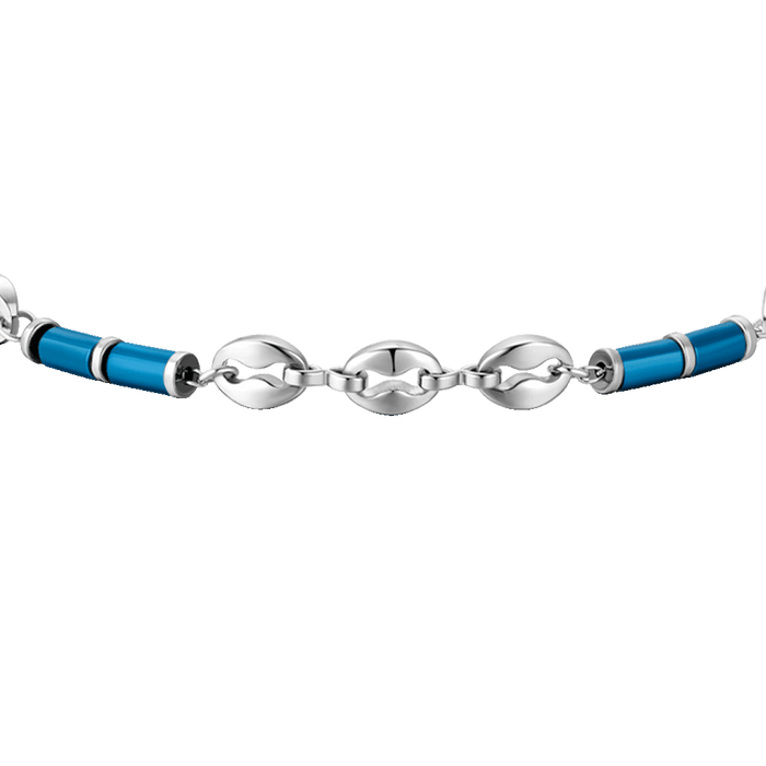BRACCIALE UOMO IN ACCIAIO CON EMATITE BLU