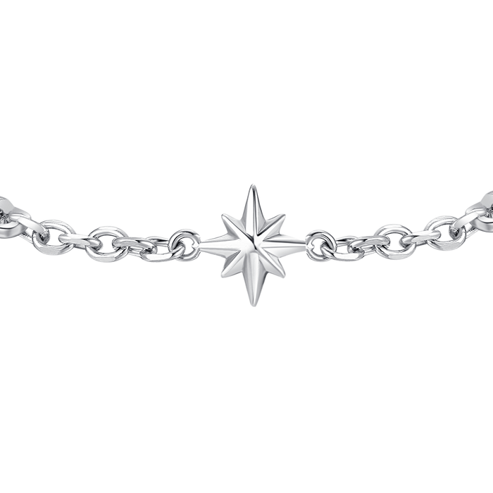 BRACCIALE UOMO IN ACCIAIO CON ROSA DEI VENTI ED ELEMENTI IN IP BLU