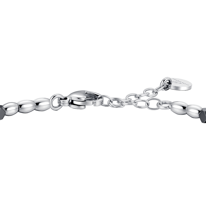 BRACCIALE UOMO IN ACCIAIO CON ELEMENTI IN EMATITE NERA