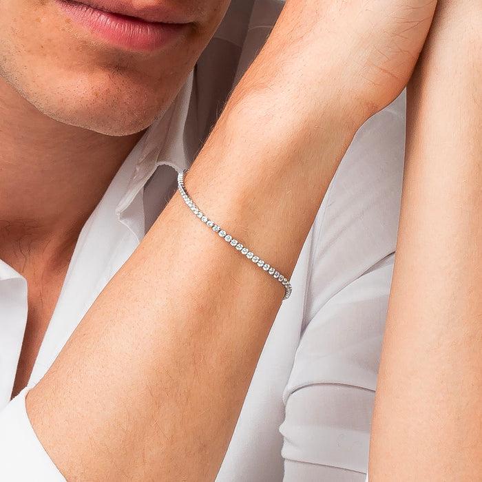 BRACCIALE UOMO IN ACCIAIO CON ZIRCONI BIANCHI