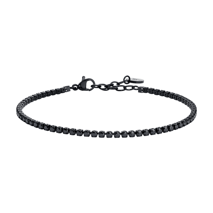 BRACCIALE UOMO IN ACCIAIO IP NERO CON ZIRCONI NERI