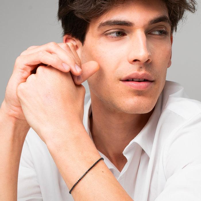 BRACCIALE UOMO IN ACCIAIO IP NERO CON ZIRCONI NERI