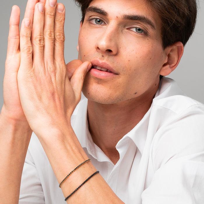 BRACCIALE UOMO IN ACCIAIO IP NERO CON ZIRCONI NERI