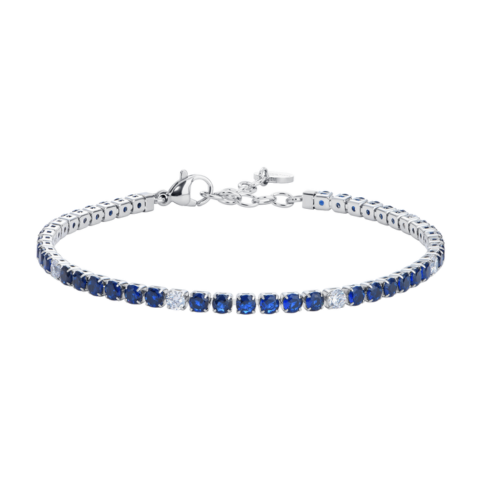 BRACCIALE UOMO IN ACCIAIO CON ZIRCONI BLU E BIANCHI