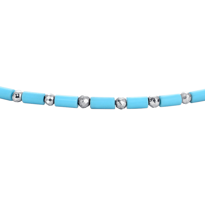 BRACCIALE UOMO IN ACCIAIO CON PIETRE TURCHESU ED EMATITE
