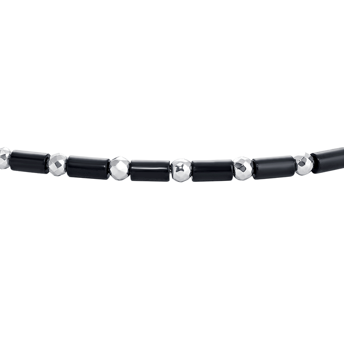 BRACCIALE UOMO IN ACCIAIO CON AGATA NERA ED EMATITE