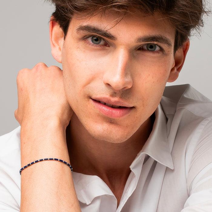 BRACCIALE UOMO IN ACCIAIO CON PIETRA LAPIS ED EMATITE