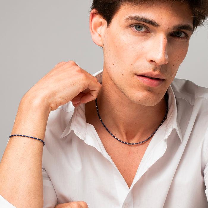 BRACCIALE UOMO IN ACCIAIO CON PIETRA LAPIS ED EMATITE