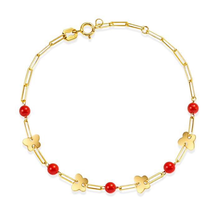 Bracciale corallo farfalle