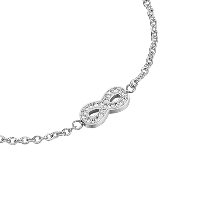 BRACCIALE DONNA IN ACCIAIO CON INFINITO E CRISTALLI
