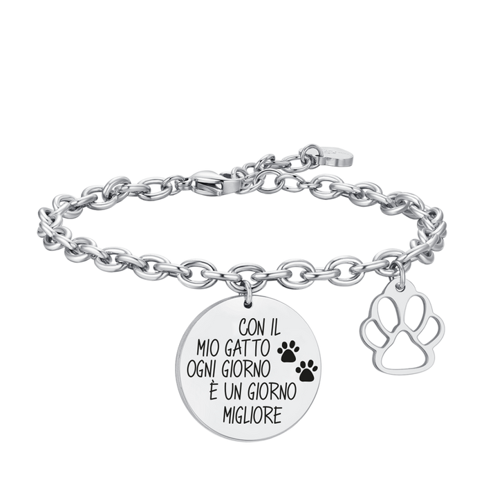 BRACCIALE DONNA IN ACCIAIO GATTO